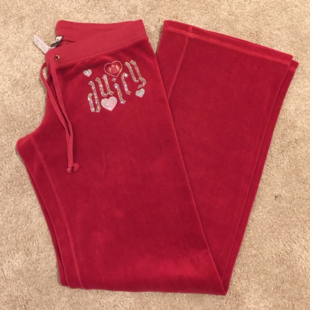 Red Juicy Couture Velour Jogger Lounge Pants EUC
